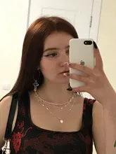 Cruz hueca-pendientes colgantes de Metal, joyería, Pendientes de gota geométricos, Harajuku, AXYD