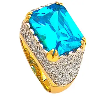 

High Montürlü Blue Cubic Zirconia Gold Ring 01-180-YR009