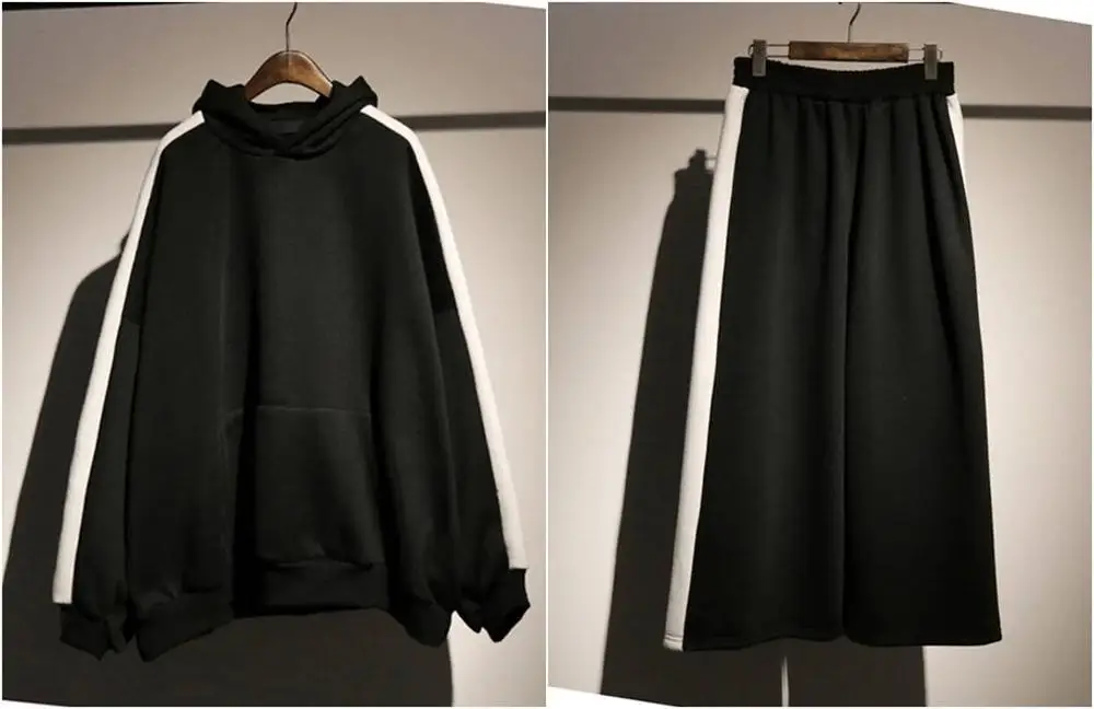 Women Loose Cargo Pants + Loose Hoodie 2pcs SET