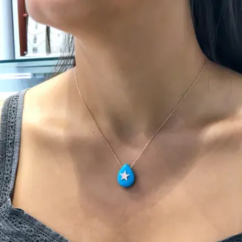 

New Drop Turquoise Turquoise Stone Star Silver Necklace