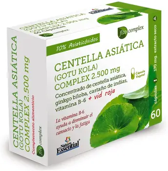 

Centella asiatica (complex) 2.500 mg (ext.seco) 60 cápsulas veg. con castaño de indias, vid roja, ginkgo biloba y vitamina B-6