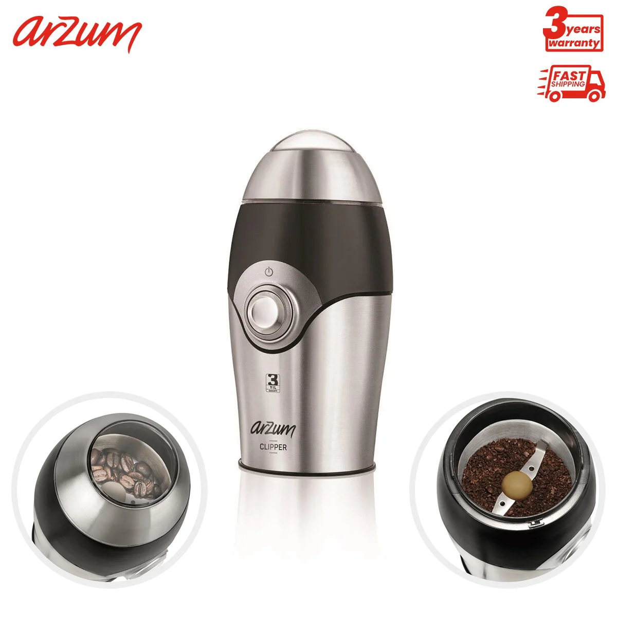 Electric Coffee Grinder Ariete Conical Burr - Professional Heavy Duty Stainless Steel