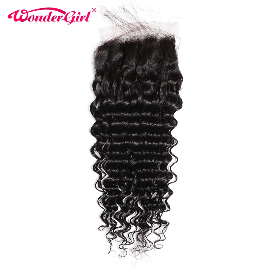  Brazilian 5x5 Deep Wave Closure Pre Plucked With Baby Hair Remy Human Hair 5x5 Lace Closure Free Mi