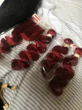 Pinshair rojo onda del cuerpo mechones con cierre rojo 99J Borgoña mechones peruano del pelo humano 3 mechones con cierre cabello Remy 10-26