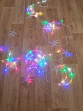 Lights Curtain-String Moon-Lamp Window-Decor Christmas Garland Fairy Icicle-Star LED
