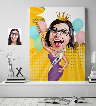 

Personalized Women 'S Beauty Queen Cartoon Canvas Table (70x100 cm.) 1