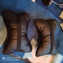 Almohada de cuello para coche, reposacabezas de cuero genuino, diseño de protección de seguridad, soporte de descanso, color negro, accesorios de seguridad para automóviles, Uds.
