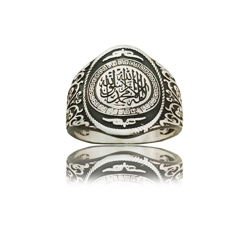 

Original Hot Sound Rings Antique 925 Silver Arabic Tawhid Men Ring Vintage Jewelry Islamic Turkish Boho Muslim Wholesale Rings