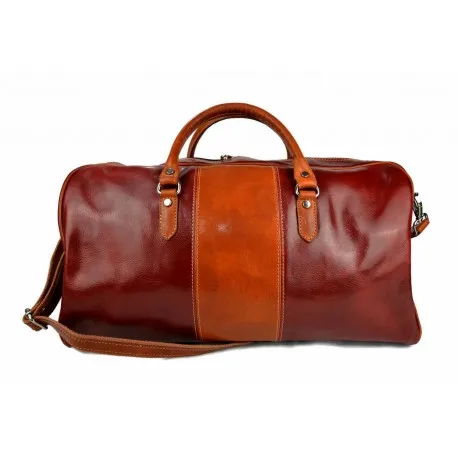 Mens leather duffle bag red honey shoulder bag travel bag luggage weekender carryon cabin bag