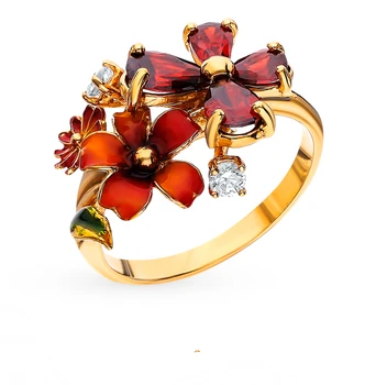 

Silver ring with cubic zirconia and sunlight enamel sample 925