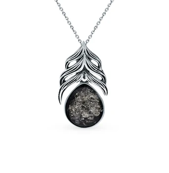 

Silver Pendant with amber sunlight sample 925