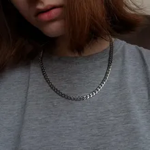 1 pieza de ancho 3mm/4,5mm/5mm/6mm/7mm/7,5mm acera Eslabón cubano collar de cadena para hombres mujeres Punk básico de cadena de acero inoxidable collares