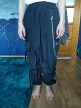 Las mujeres pantalones de carga 2021 pantalones Harem moda Punk bolsillos pantalón Jogger con cadena Harajuku elásticos alta cintura moda de calle