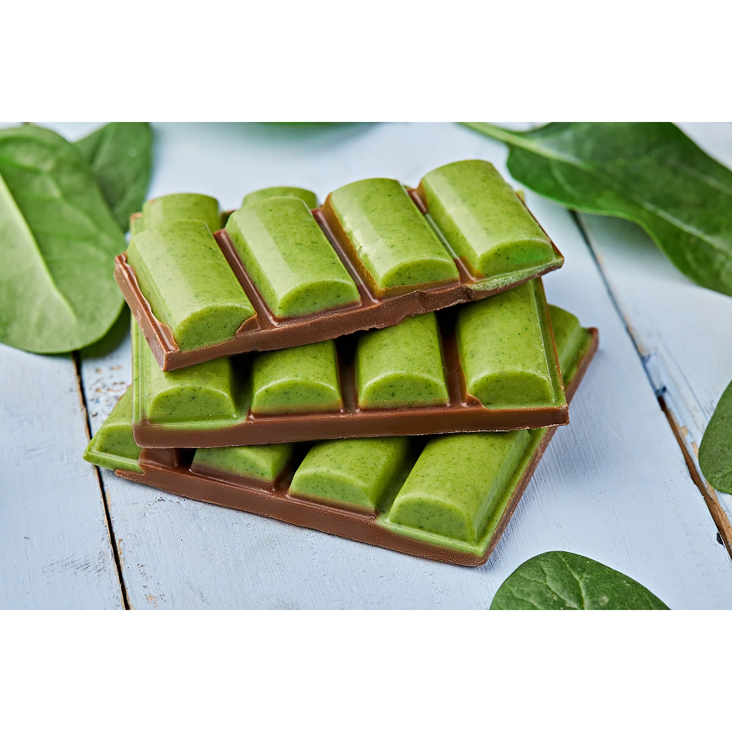 Chocolate with spinach raw natural lactose free sugar free tile 100 grams afbeelding