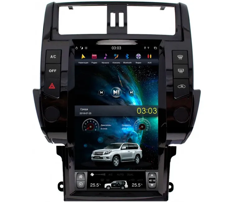 Штатная мультимедийная система в стиле Tesla для Тойота Prado 150 на OS Android