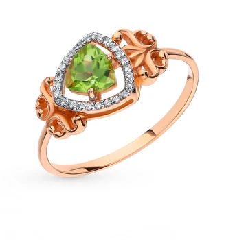 

Gold ring with хризолитом and cubic zirconia sunlight sample 585