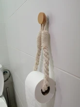 Soporte de almacenamiento de papel higiénico para cocina y baño, estante de almacenamiento con ventosa, montado en la pared, movible, cuerda colgante Vintage