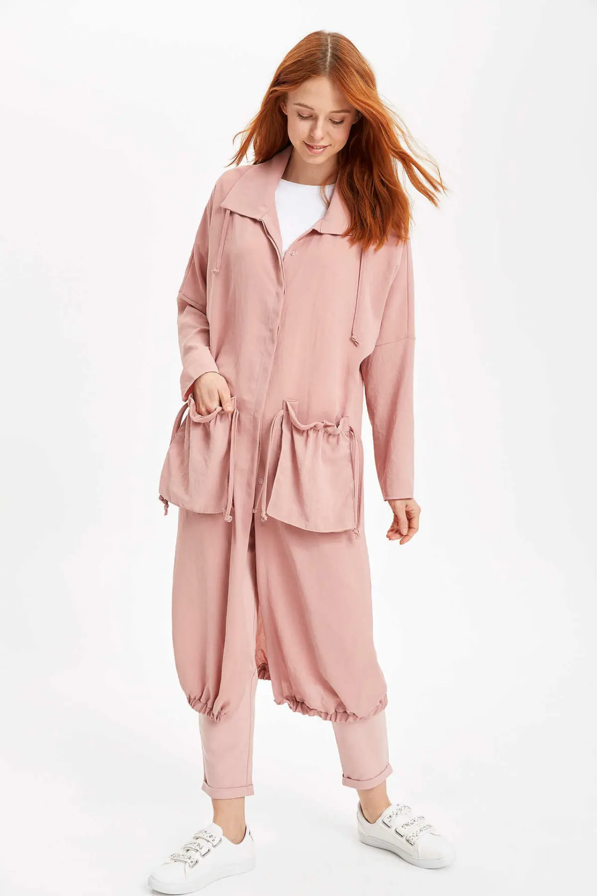 DeFacto Fashion Woman Lapel Casual Coat Ladies Pure Color Long Tops Female Pockets Comfort Clothes - L0912AZ19SP DeFacto Fashion Woman Lapel Casual Coat Ladies Pure Color Long Tops Female Pockets Comfort Clothes - L0912AZ19SP