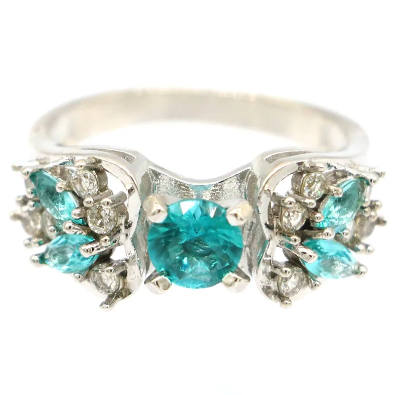 22x10mm Stunning Created Blue Aquamarine CZ For Ladies Fine Jewelry Daily Wear Silver Rings Wholesale | Украшения и аксессуары
