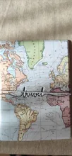 Funda de pasaporte con mapa del mundo creativo para hombre y mujer, Cartera de cuero Pu con letras, soporte de dirección de identificación, accesorios portátiles de viaje