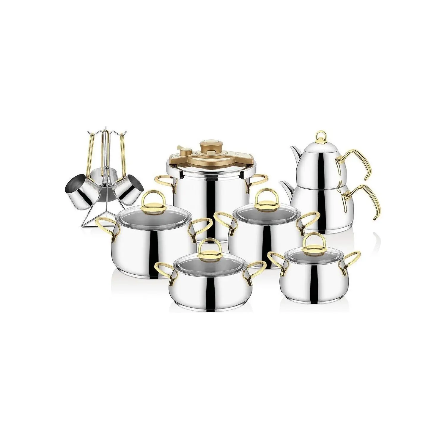 

2021 Набор посуды 18 шт. антипригарные гранитные горшки чайник скороварка огнестойкая первоклассное качество турецкое производство