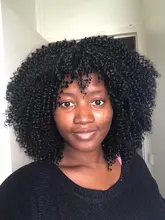 Kinky Curly Wigs Bangs Blonde Cosplay Heat-Resistant Brown Lizzy Synthetic Black Women