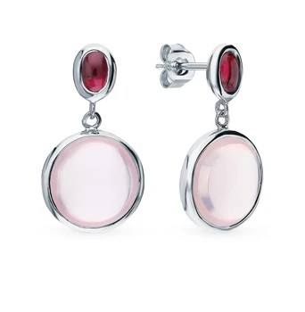 

Silver earrings with quartz and Garnet sunlight sample 925