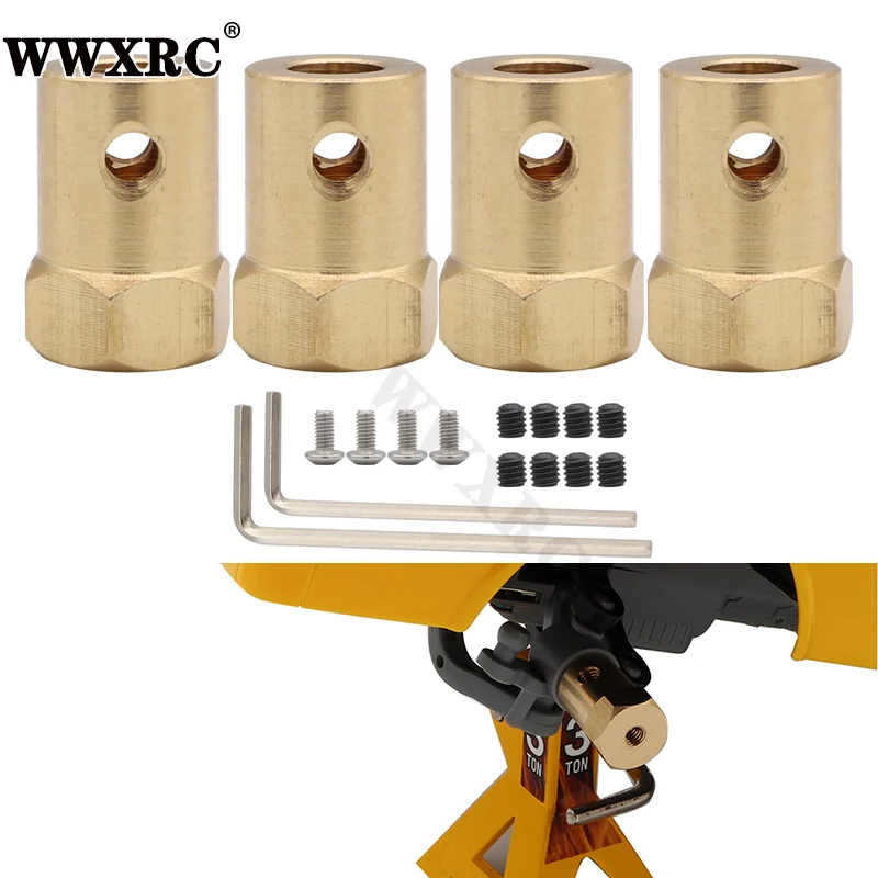 Латунный комбайнер ступицы колеса от 5 мм до 12 мм, шестигранный адаптер для WPL D12 C14 C24 C34 C44 B14 B24 B16 B36 MND90 D91 MN99S, запчасти для радиоуправляемых автомобилей