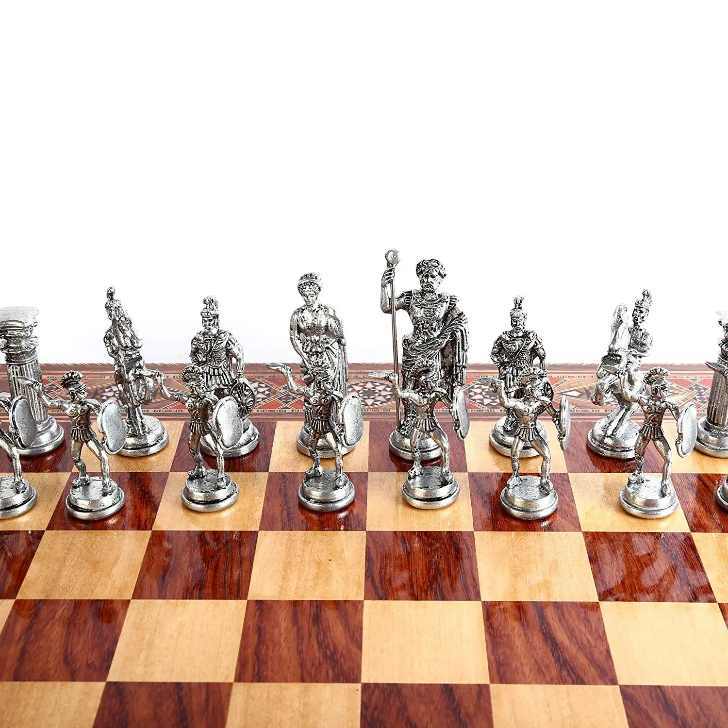 Only Chess Pieces) Historical Antique Copper Rome Figures Handmade Metal Chess Pieces Big Size 11 cm(Board is Not Included