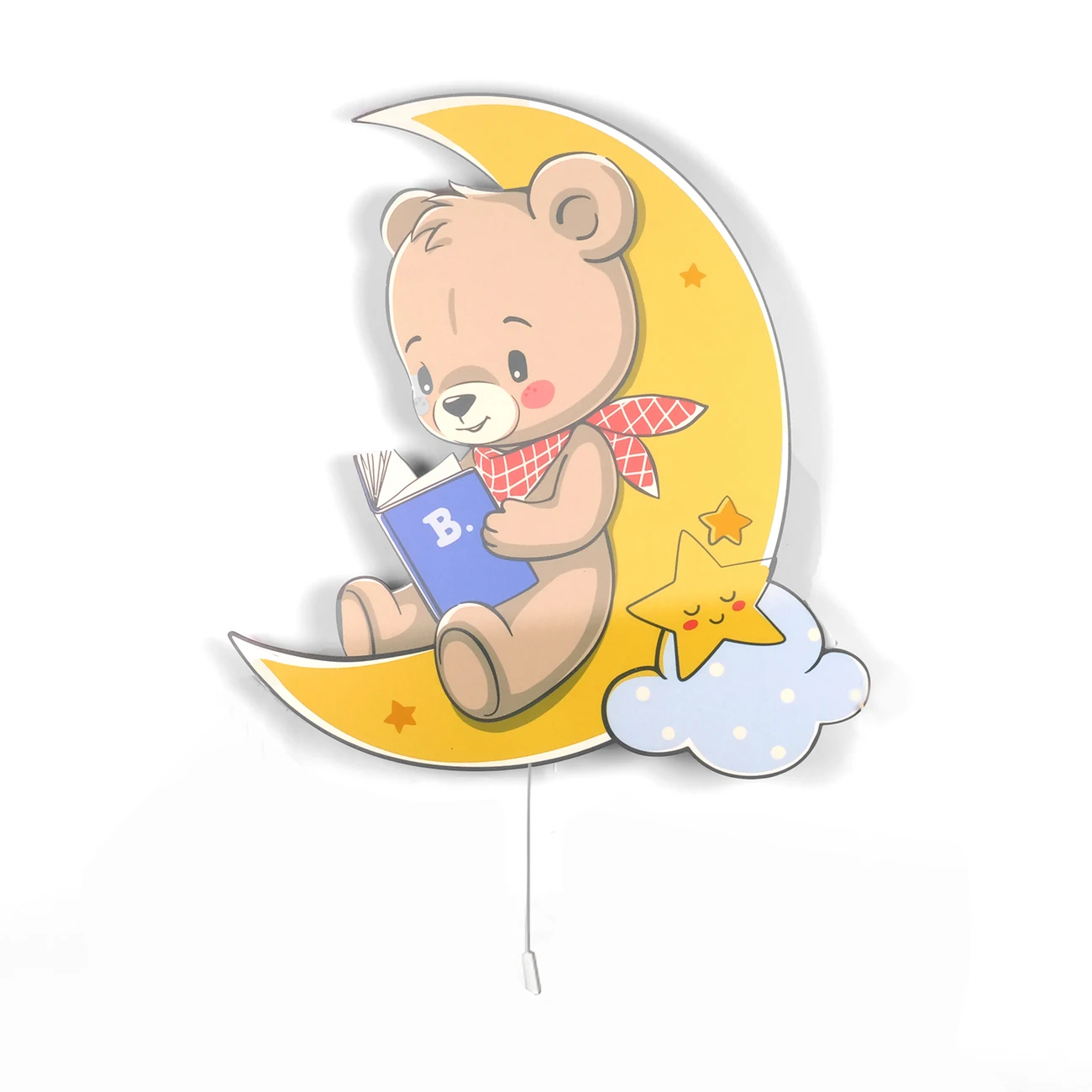 Sitting Bear Moon Wooden Design Lighting Decorative Modern Bedroom Wall Lamps Led Light Night Light Model 002