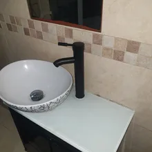 Basin Sink Faucet Mixers Mounted Deck Single-Hole-Tap Hot-Cold-Water-Tap Brass Bathroom