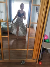 SURMIITRO dibujo de lunares largo Maxi verano falda de la moda de las mujeres 2021 blanco negro Split de cintura alta Sol de estética Falda Mujer