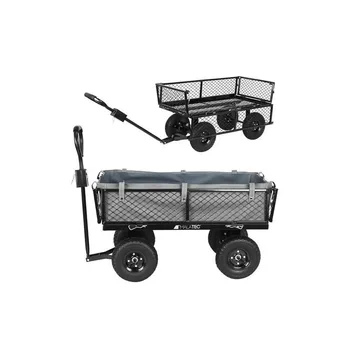 

ARM handcart trolley with removable tarpaulin and handles up to 350 kg black 9032