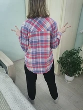 KarSaNy Boyfriend Oversized Shirt Plaid For Women Blouses And Tops Spring Loose Plaid