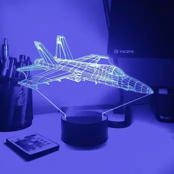 

F-18 Fighter Jet 3D Optical Illusion Night Light LED Lamp Lampara Lighting Creative LED Lamps For Bedroom Decor