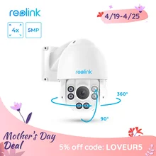 Reolink-cámara IP PTZ PoE de 5MP, cámara de seguridad impermeable, con Zoom óptico 4x, visión nocturna, ranura para tarjeta SD, IP66, RLC-423-5MP