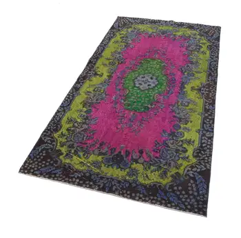 

113x217 Cm Brown Handmade Over Dyed Rug-4x7 Ft