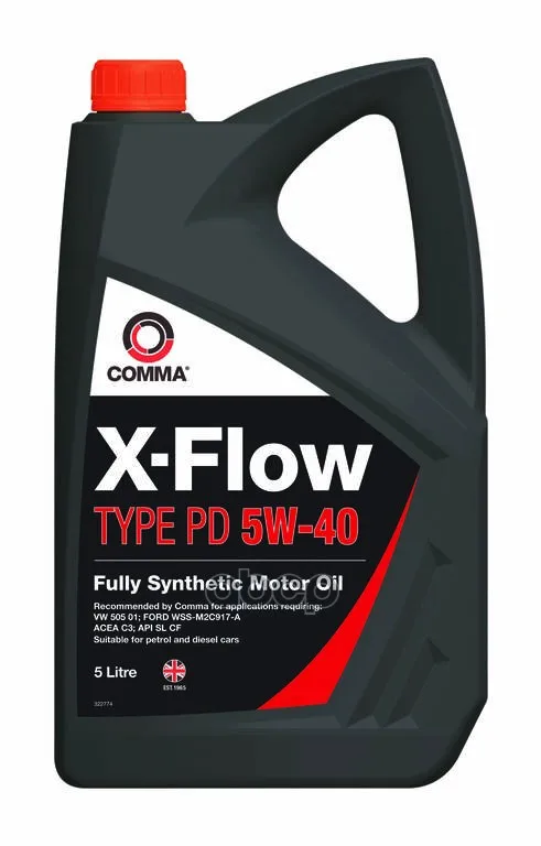 COMMA Масло Моторное Синт Comma X-Flow Type Pd 5w40 5л Acea C3, Api Sl/Cf, Vw 505.01, Ford 917-A Xfpd5l