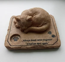 Stones Memorial Pet-Grave-Markers Paw-Print Garden Personalizable Cat with 3-D Cat-On-The-Top
