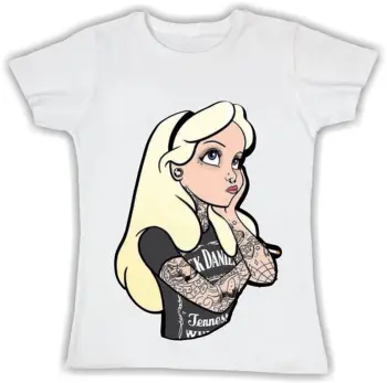 

Cotton WOMAN T-shirt BASIC super fit top quality ALICE IN WONDERLAN PUNK-MADE IN ITALY