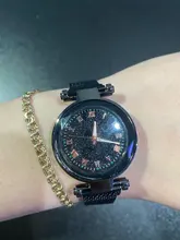 Reloj de pulsera de cuarzo con diamantes de imitación para mujer, cronógrafo de lujo con diseño de estrellas magnéticas, a la moda