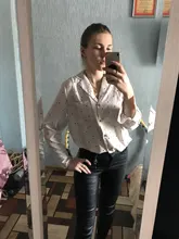 Casual Women Blouse Tops Collar Long-Sleeve Office-Work Printed Polka-Dot Fashion Ladies