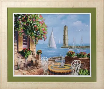 

B-671 set for embroidery with beads charivna mite 'Cafe at the Sea '41,5*32,5 cm