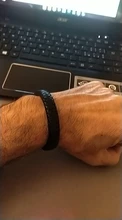 Pulsera de cuero trenzado de acero inoxidable para hombre, brazalete negro magnético, Punk Rock, accesorios de joyería