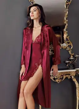 

Women Sexy Satin Nightgown 6 piece