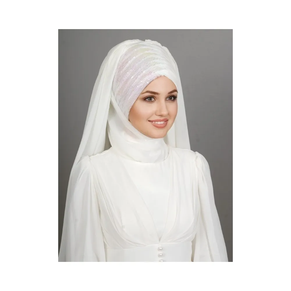 Yasmin She Önden Tek Tarafı Payetli Duvak Hazır Türban Zümrüt Yeşil Ready  Turban each Color Islamic modest hijab muslim islam