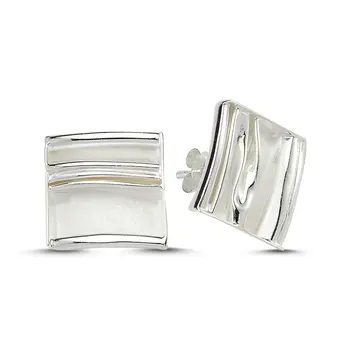 

Angemiel 925 Sterling Silver Square Wrinkled Earrings