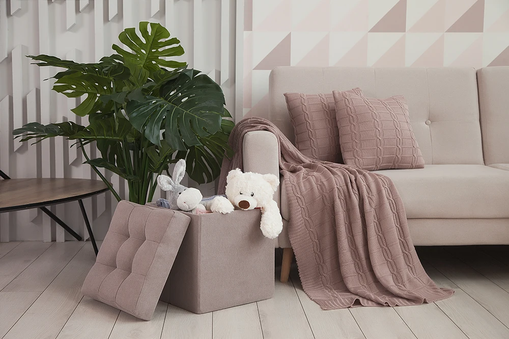 Мягкий складной пуф Delicatex Дели, цвет Gray-Beige, коробка для хранения с, пуфик для детей, подставка, мебель для гостиной