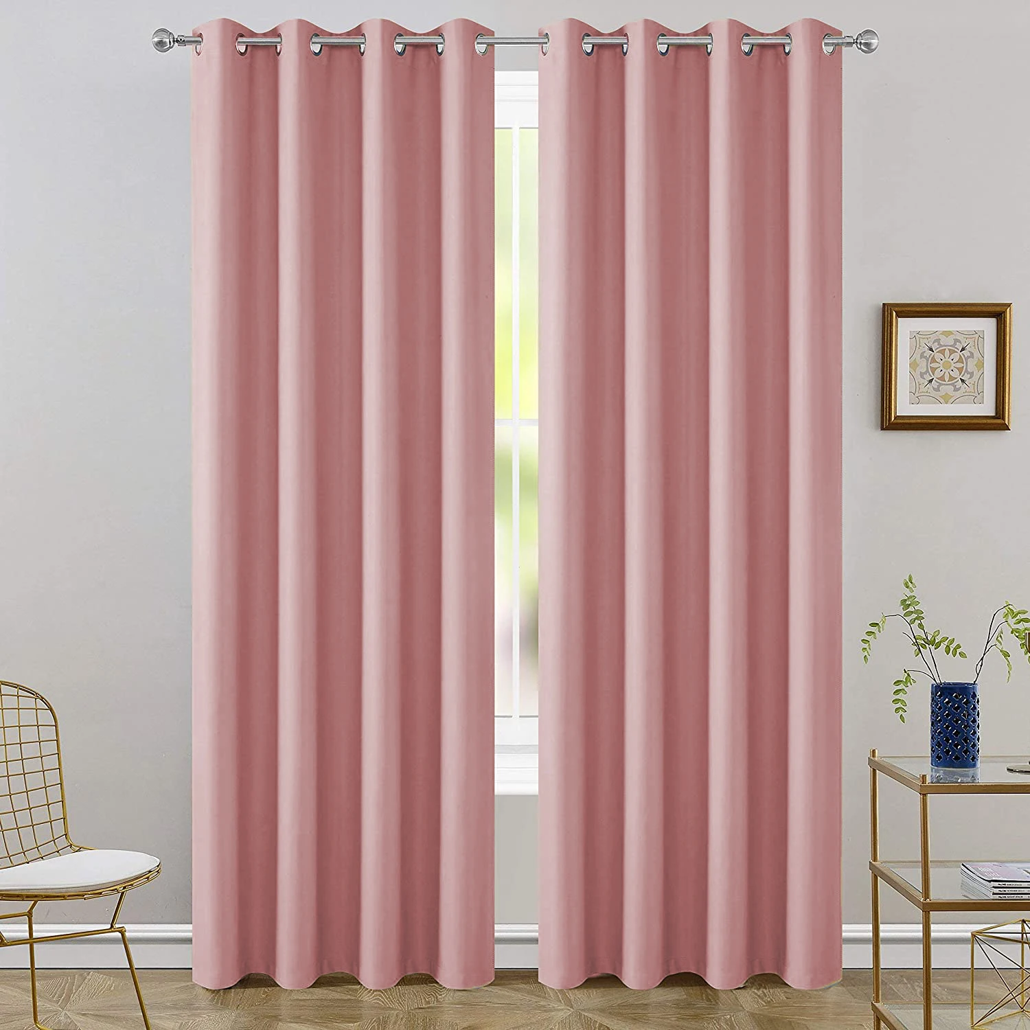 BUHUA - Cortinas Opacas Plateadas Para Sala De Estar, Cortinas Térmicas