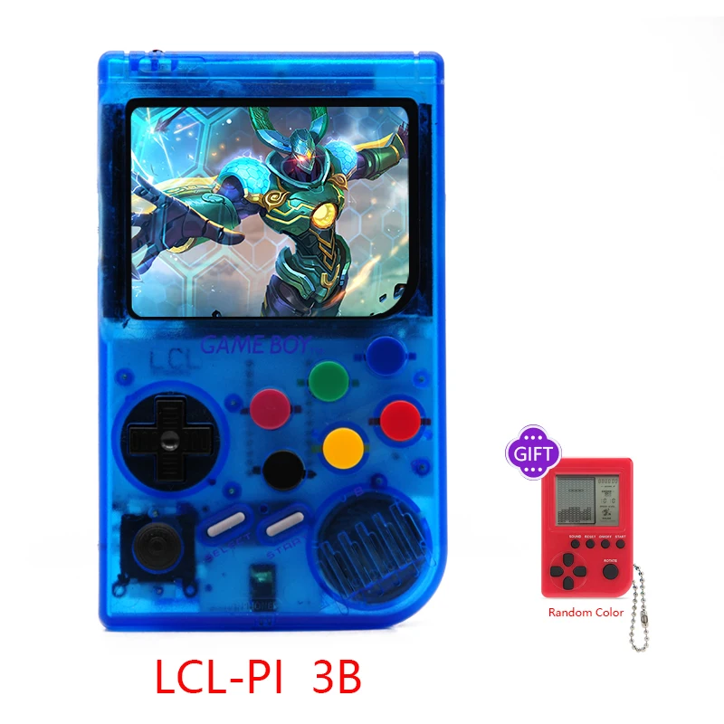 Новинка 2,0, ретро LCL Pi Boy Raspberry Pi для игры для мальчиков, видео игровая консоль, портативная Классическая портативная игровая приставка Raspberry Pi 3B/A - Цвет: Blue transparent 3B